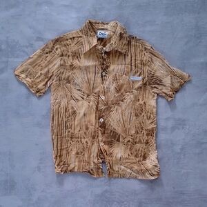 DOLCE & GABBANA D&G KIDS' PLANT Tan Patterned Casual Shirt